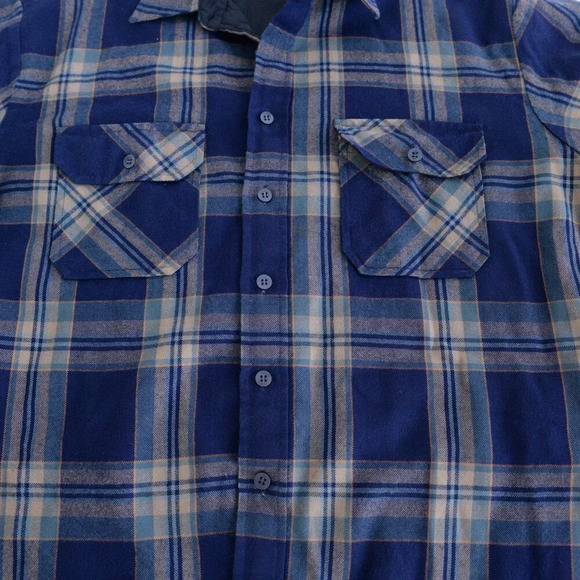 Vintage 90S Oakton Ltd Blue And Cream Plaid Button Up Outdoor Shacket Large - Picture 6 of 11